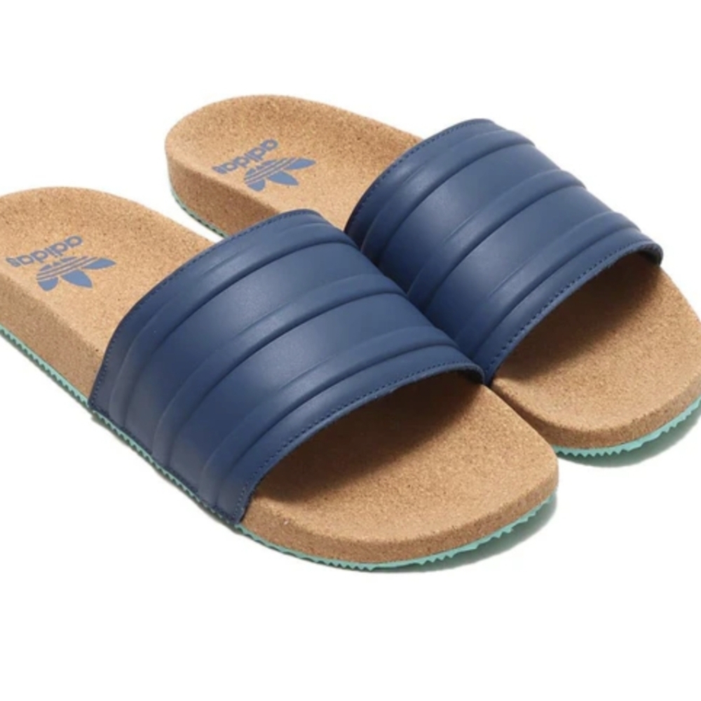adidas Blue Cork-Style Slide Sandals